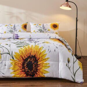 White Sunflower Comforter Set
